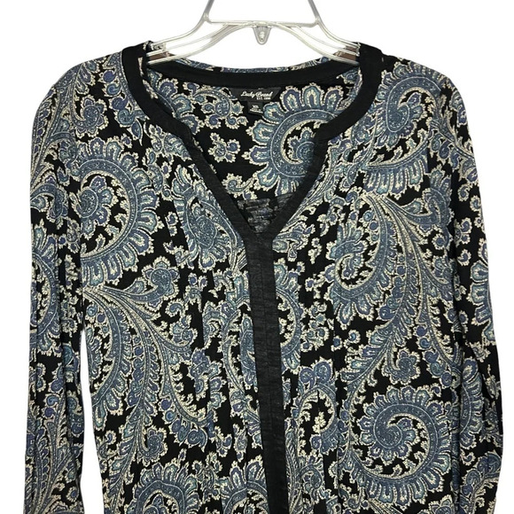 Lucky Brand shirt paisley print v-neck blue black size xs - Picture 8 of 10